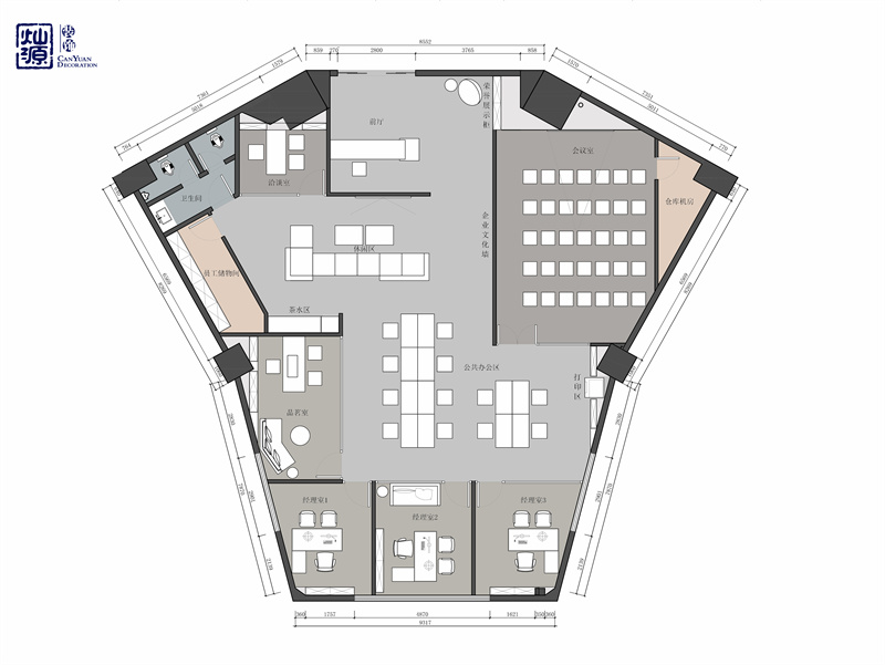 現(xiàn)代辦公室裝修設計平面圖&mdash;燦源裝飾
