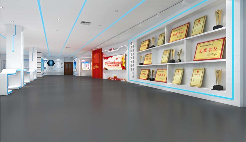 動線設(shè)計+靜謐色彩搭配，塑造品牌形象——南寧企業(yè)展廳設(shè)計裝修案例賞析—燦源裝飾